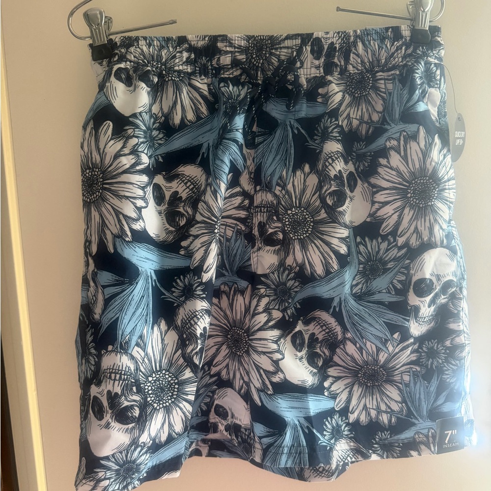 Floral Skull Print Shorts